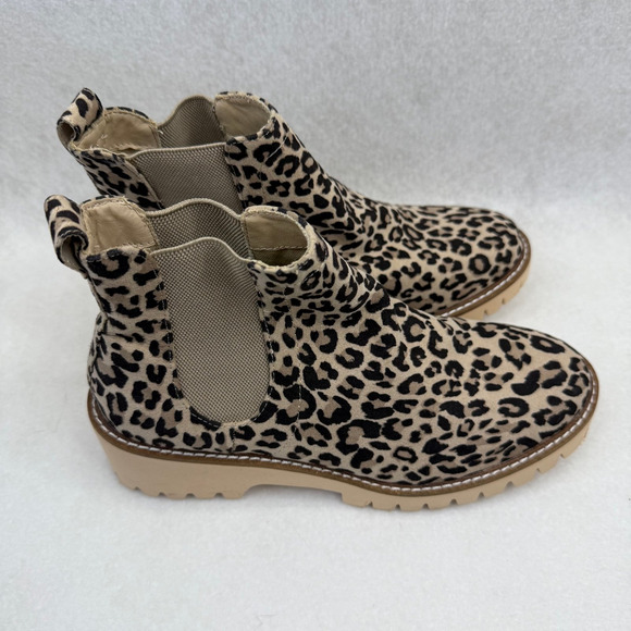 Coconuts by Matisse Preston Leopard Suede Ankle Boots Animal Print Comfy Chic - Picture 4 of 8